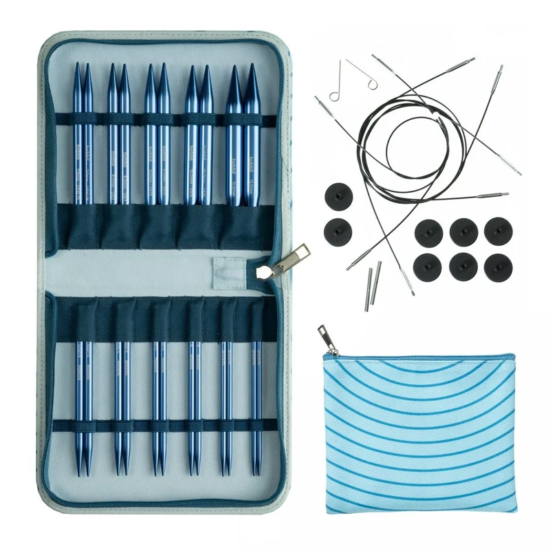 Stellar austauschbares Rundstricknadel-Set Deluxe – Sapphire