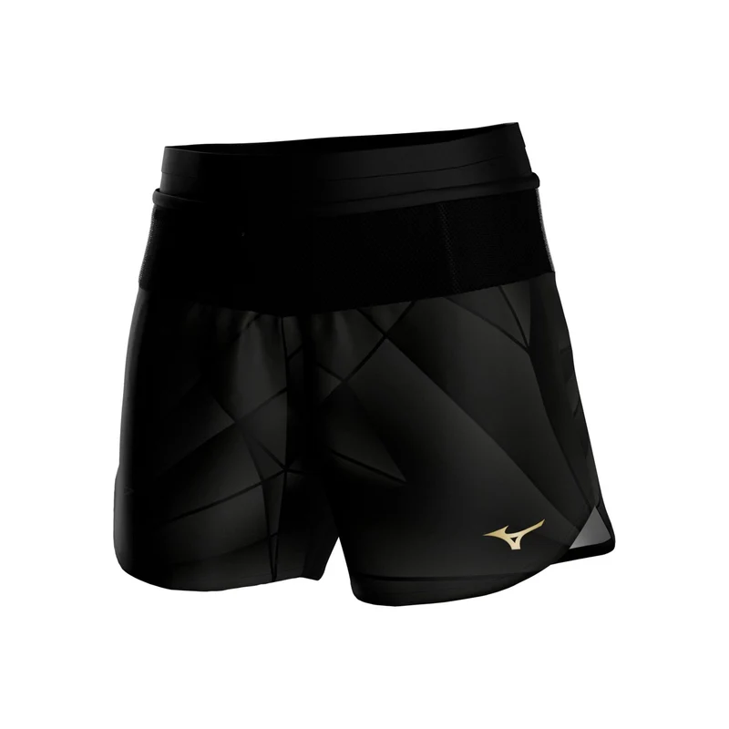 Active Graphic Multi Pocket 4in Laufshorts Damen - schwarz, gold