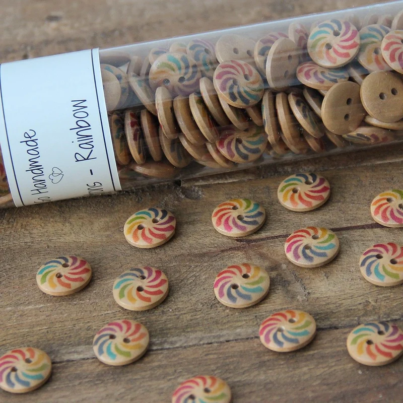 Regenbogen Knöpfe - 15 mm