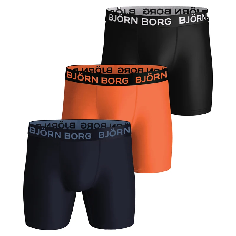 Bjorn Borg Performance Boxer (3-Pack) - Black, Navy Blue, Orange