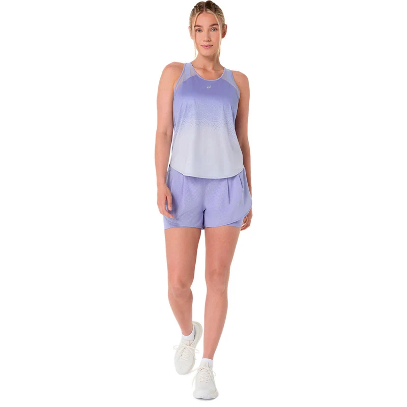 Road 2in1 3.5in Laufshorts Damen - flieder, silber