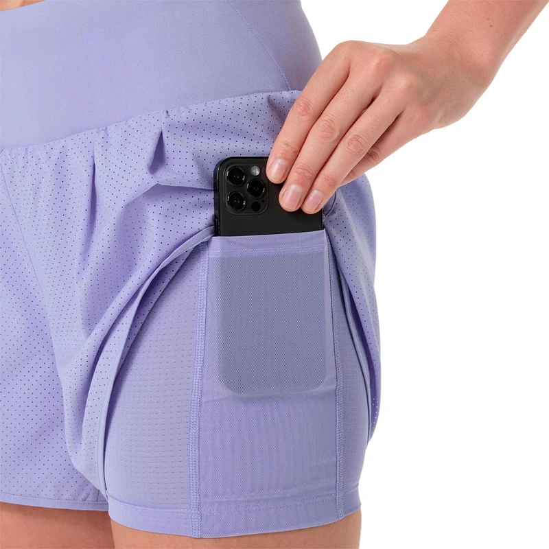 Road 2in1 3.5in Laufshorts Damen - flieder, silber