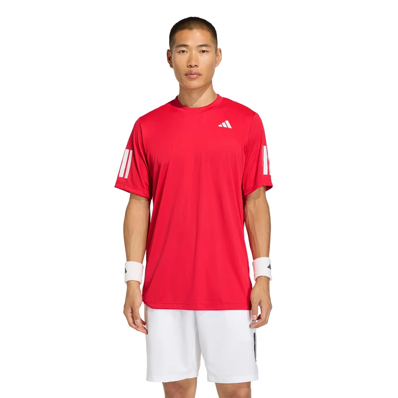 Club 3Stripes T-Shirt Herren - rot, weiß
