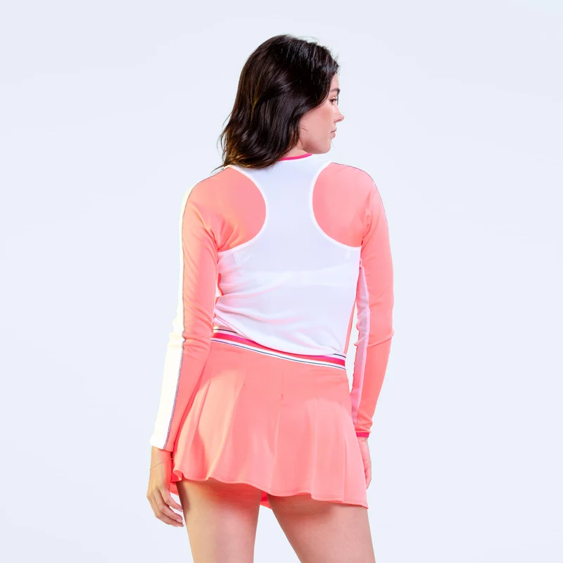 Topspin Longsleeve Damen - weiß, pink