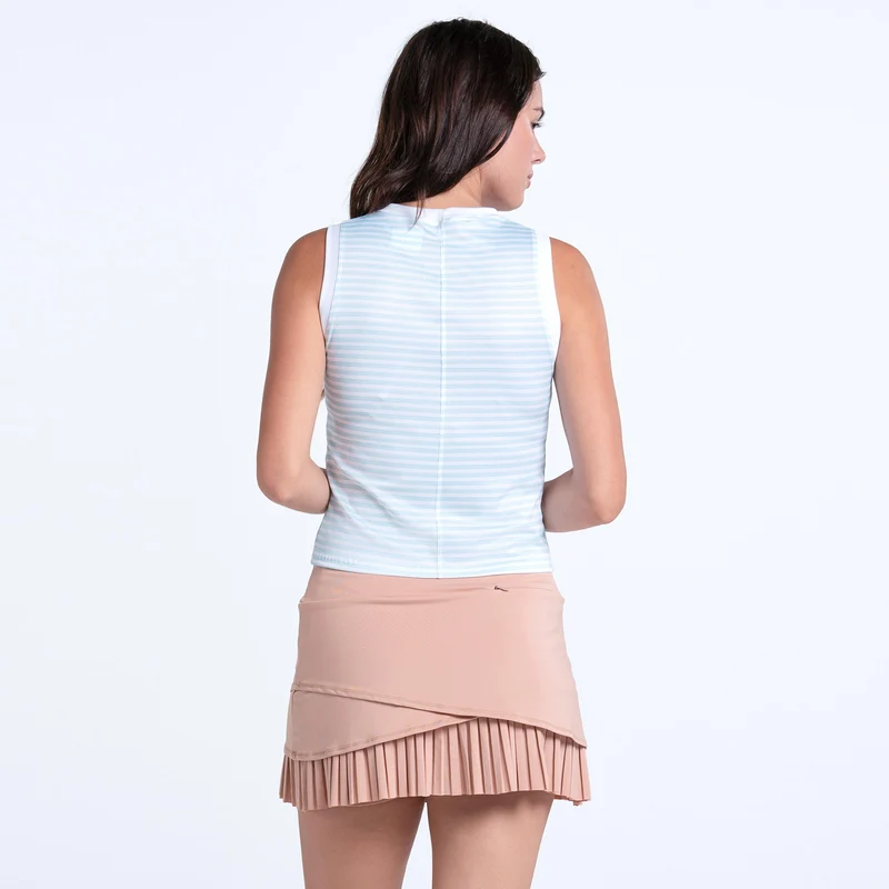 Weave Stripe Muscle Tank-Top Damen - hellblau, apricot