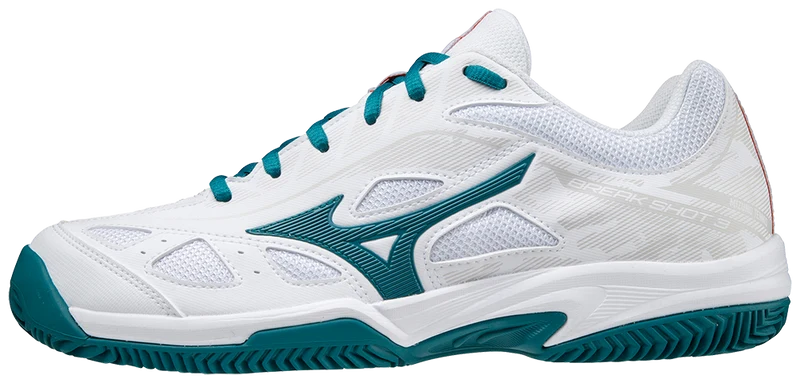 Mizuno Breakshot 3 CC Padel Shoes (Unisex, White/Turquoise)