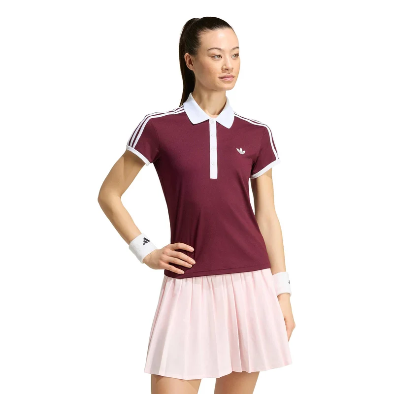 Classics Polo Damen - weinrot, weiß