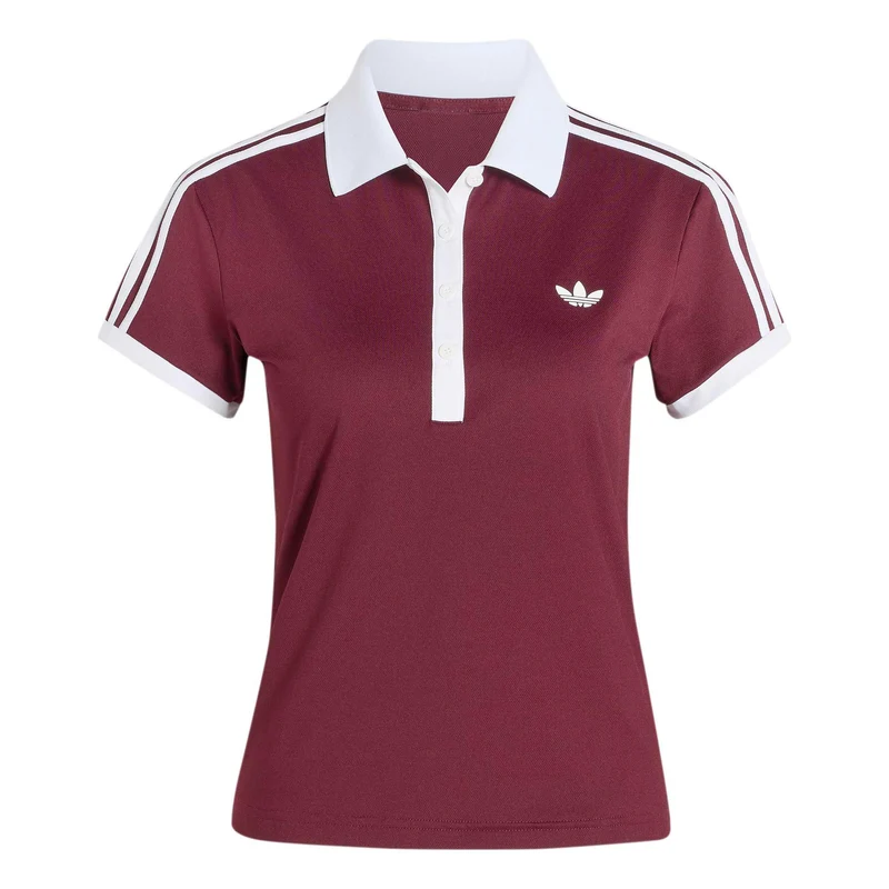 Classics Polo Damen - weinrot, weiß