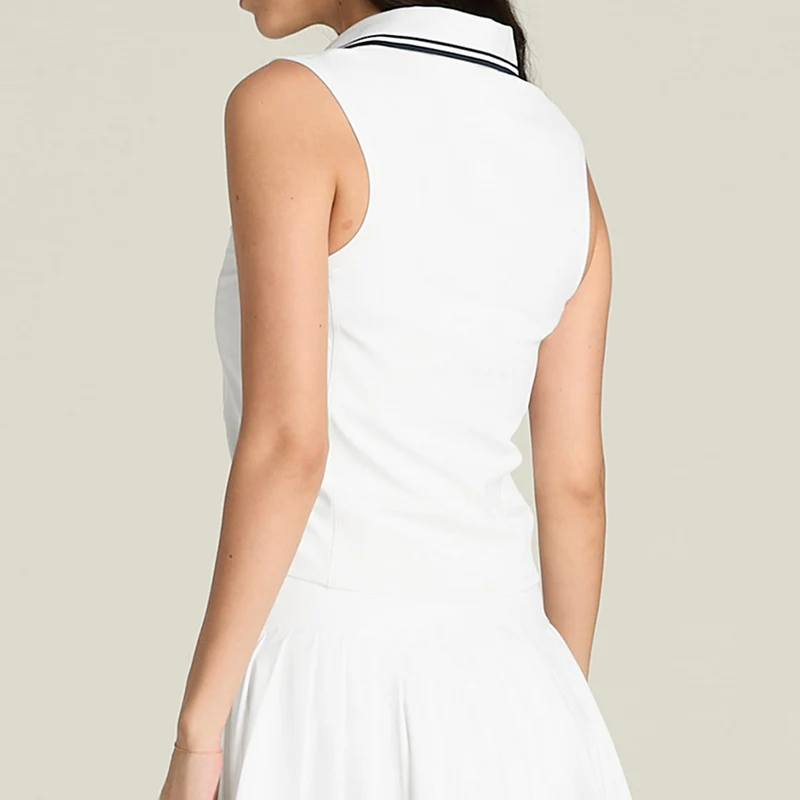 Rib Polo Damen-weiß