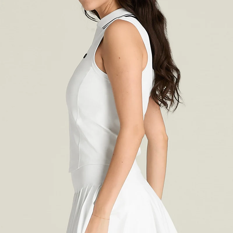 Rib Polo Damen-weiß
