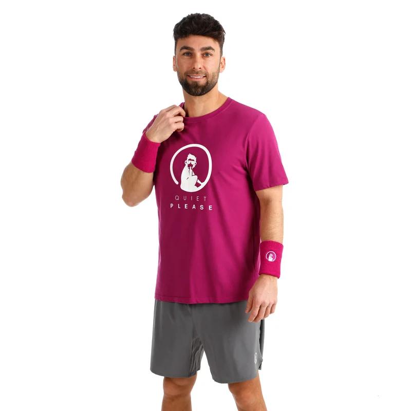 Trainings T-Shirt Herren-berry, weiß