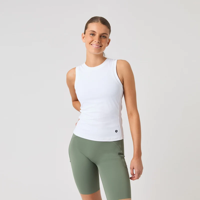 Ace Pocket Ribbed Tank-Top Damen - weiß