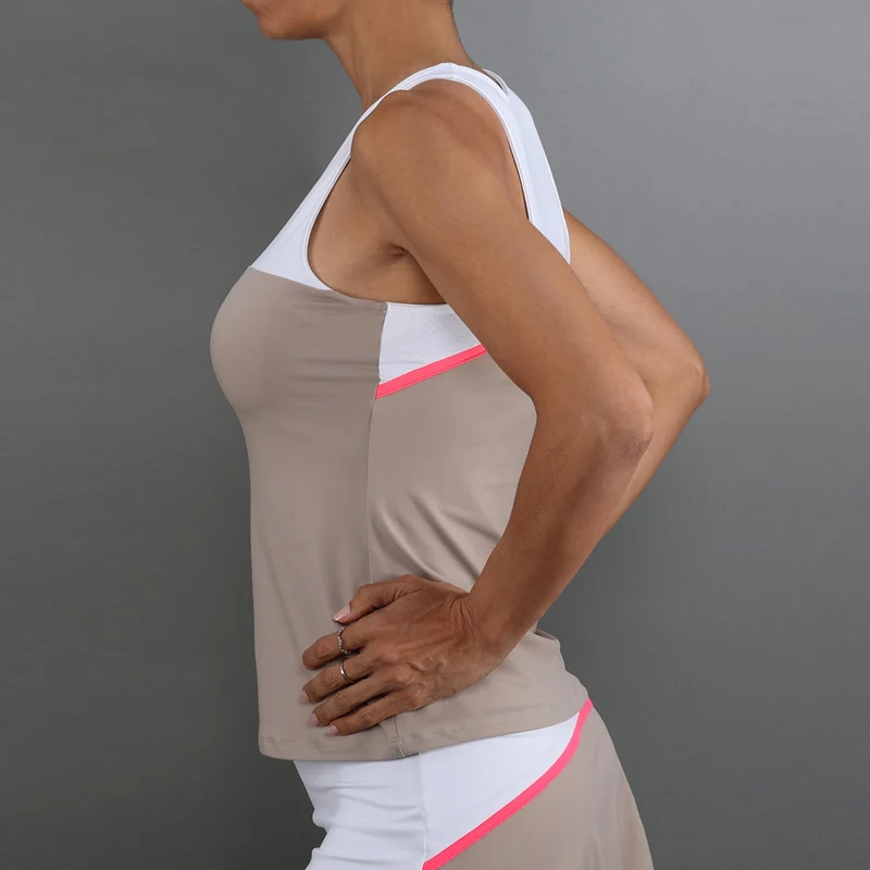 Bloom Tank-Top Damen-beige, weiß