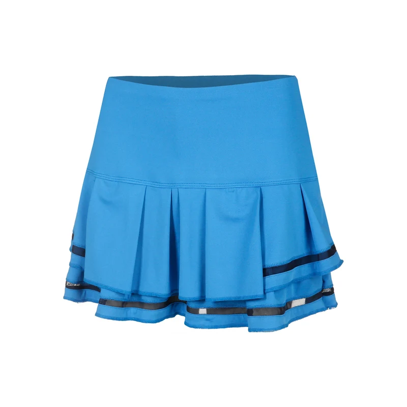 Long Pleat Tier Rock Damen-Blau,Schwarz