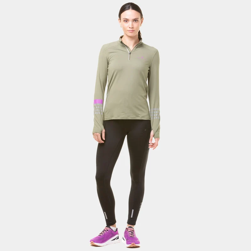Tech Afterhours 1/2 Zip Laufshirt Damen-Oliv