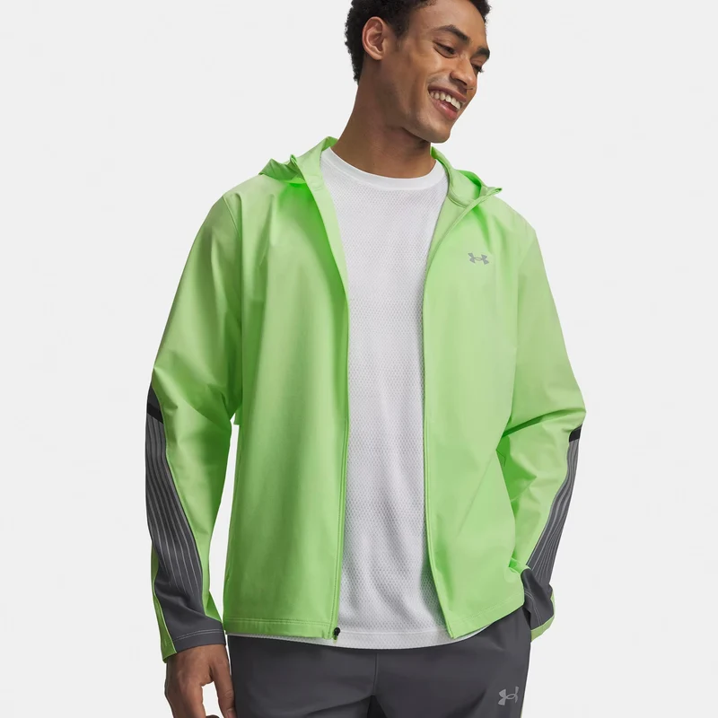 Velociti Storm Hooded Laufjacke Herren-neongrün, dunkelgrau