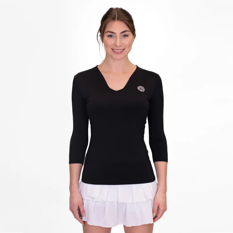 Crew V-Neck Longsleeve Damen-Schwarz