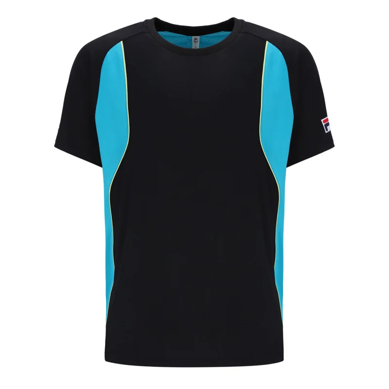 Fila Backspin Tennis Short Sleeve Top (Mens) - Black/Hawaiian Ocean/Lime Sherbet