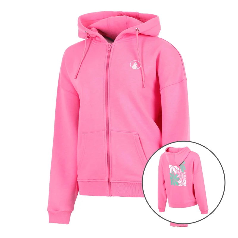 Joy Palm Court Sweatjacke Damen-pink, weiß