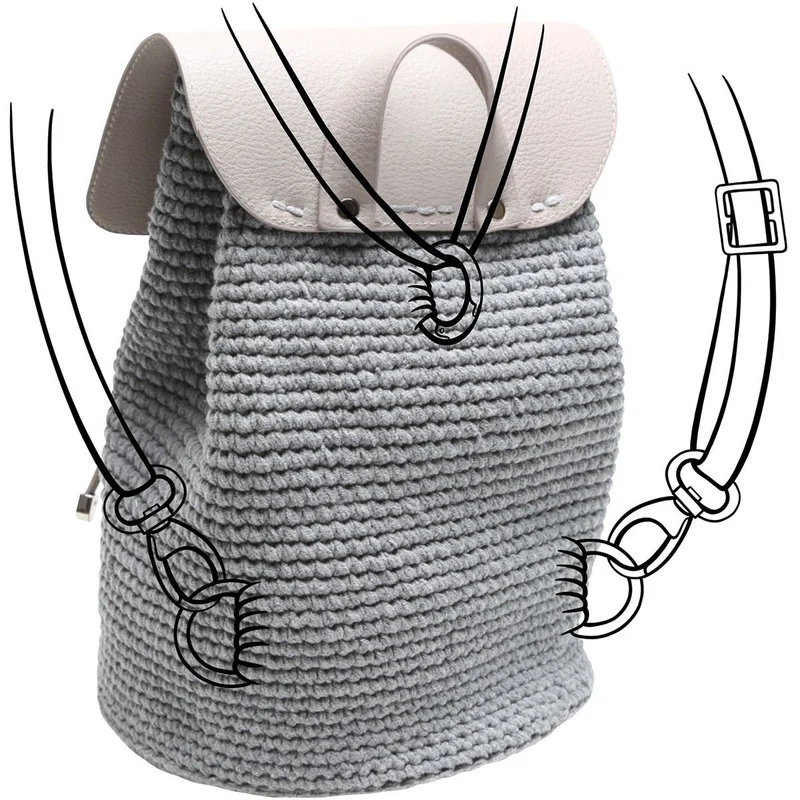Taschenklappe mit Magnetknopf - Beige/Silber