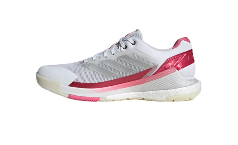 Adidas Crazyquick Boost Women Padel Shoes (Cloud White/Silver Metallic/Lucid Pink)