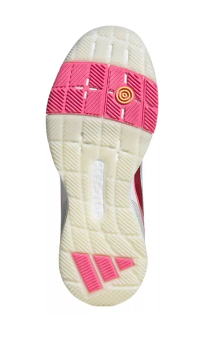 Adidas Crazyquick Boost Women Padel Shoes (Cloud White/Silver Metallic/Lucid Pink)