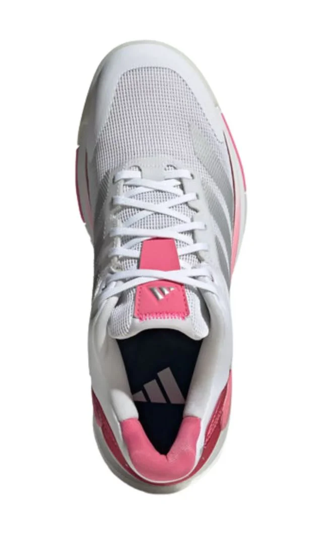 Adidas Crazyquick Boost Women Padel Shoes (Cloud White/Silver Metallic/Lucid Pink)