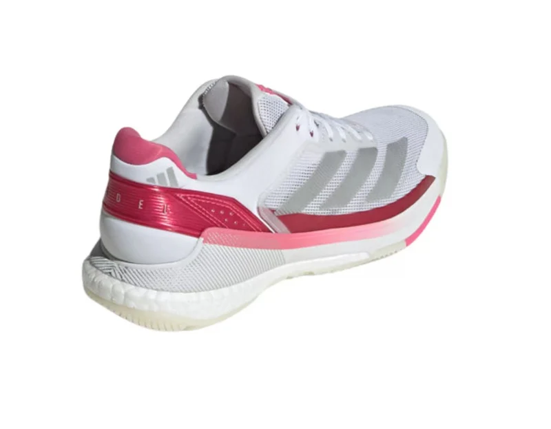 Adidas Crazyquick Boost Women Padel Shoes (Cloud White/Silver Metallic/Lucid Pink)