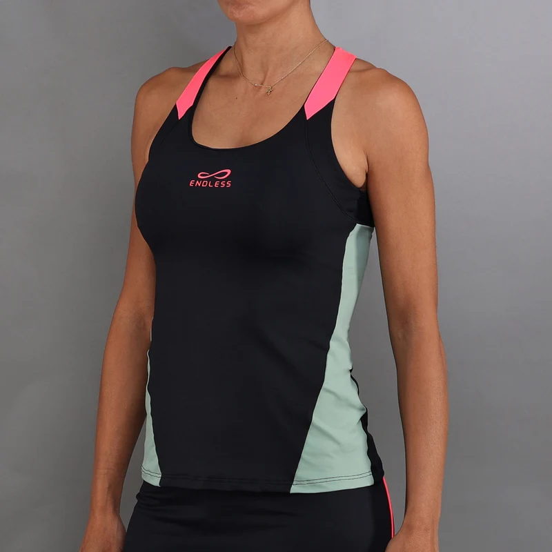 Grace Tank-Top Damen-Schwarz,Grün