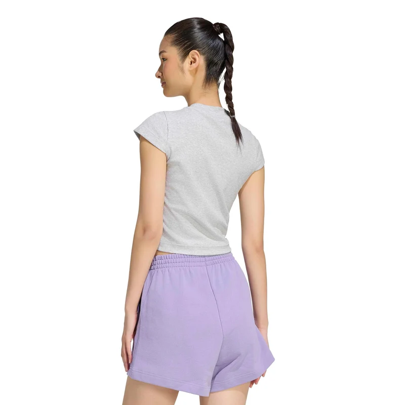 Ribbed T-Shirt Damen - hellgrau