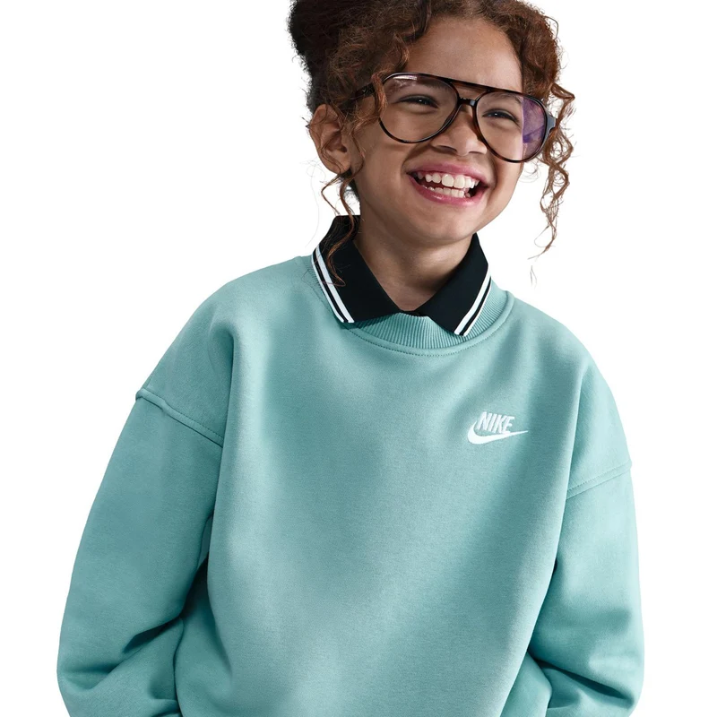 Club Fleece Oversized Crew Sweatshirt Mädchen-Salbei