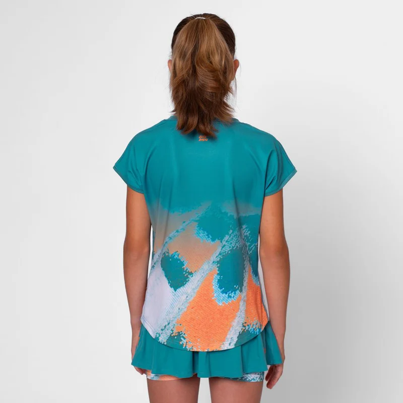 Melbourne 2025 T-Shirt Mädchen-Petrol,Orange