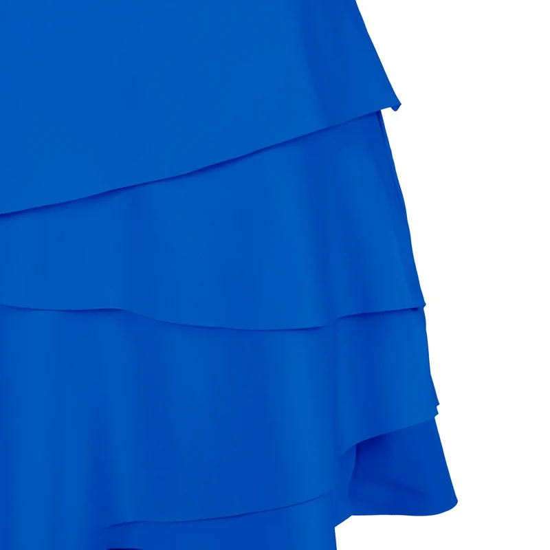 Flounce Kleid Damen - blau, weiß