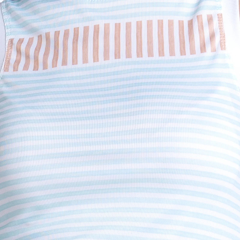 Weave Stripe Muscle Tank-Top Damen - hellblau, apricot