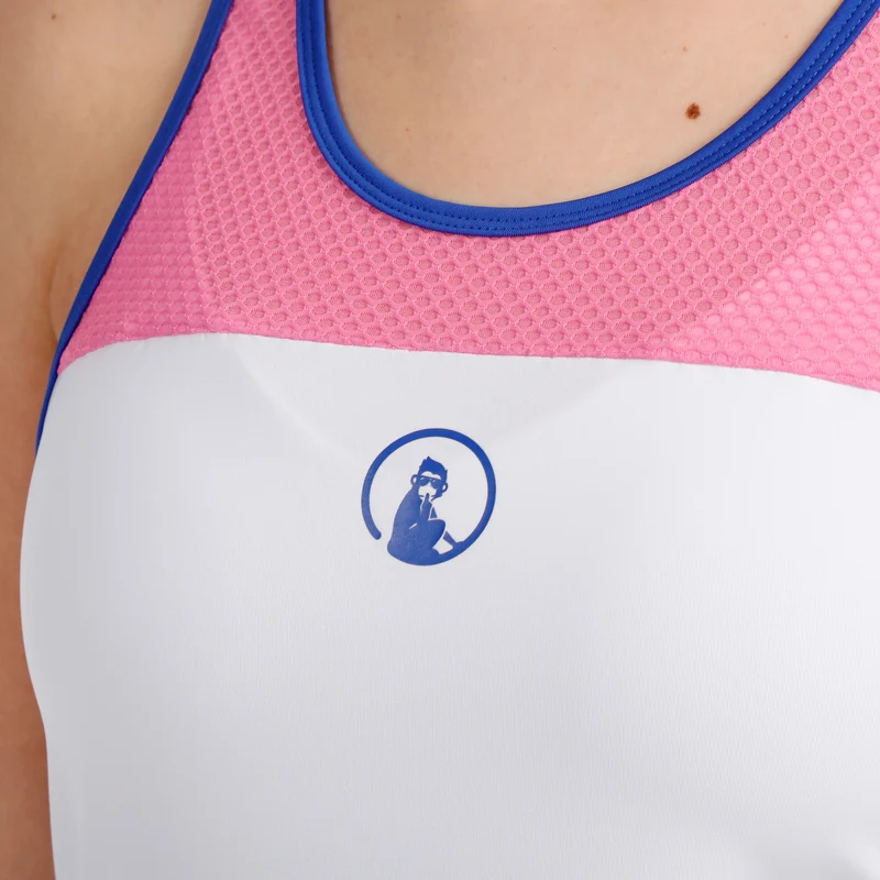 Racerback Kleid Damen - weiß, blau