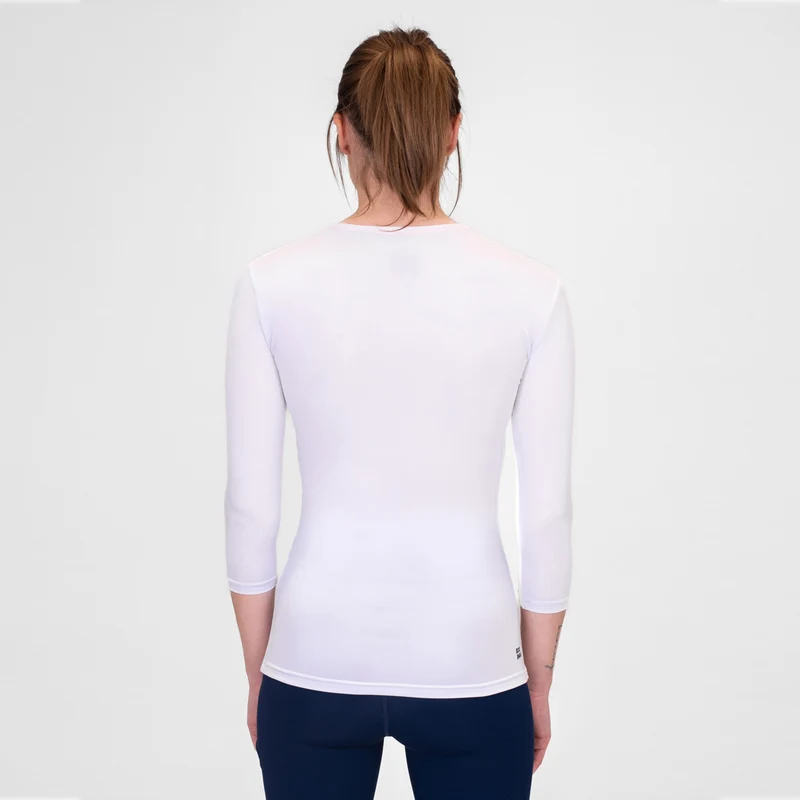 Crew V-Neck Longsleeve Damen-Weiß