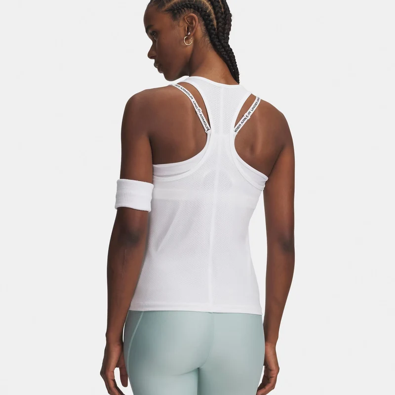 Tech Mesh Racer Tank-Top Damen-weiß, schwarz