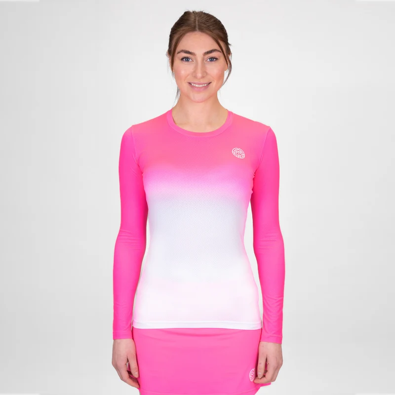 Crew Gradiant Longsleeve Damen-Pink,Weiß