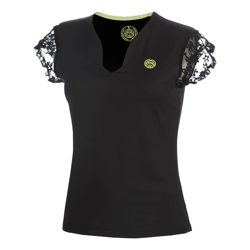 Night Flash V-Neck T-Shirt Damen - schwarz