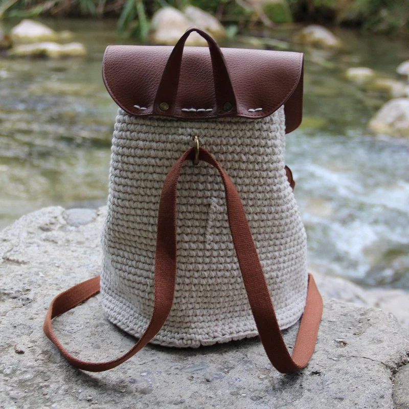 Taschenklappe mit Magnetknopf - Braun/Bronze