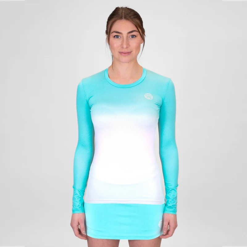 Crew Gradiant Longsleeve Damen-Türkis,Weiß