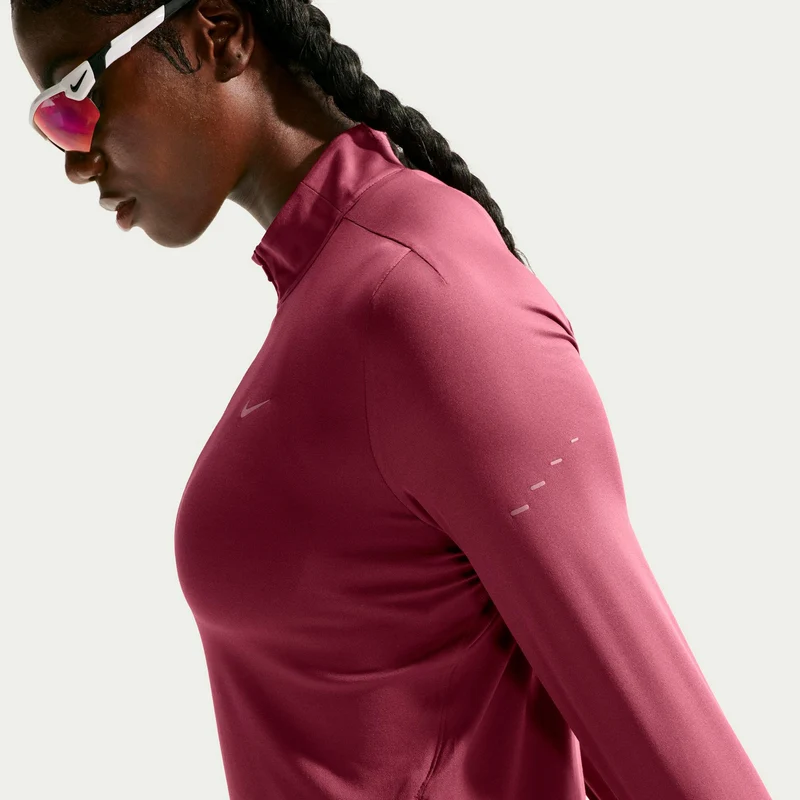 Swift Half-Zip Laufshirt Damen - mauve, silber