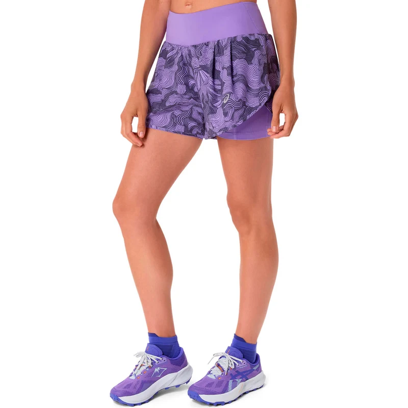 Road AOP 2in1 3.5in Laufshorts Damen-lila