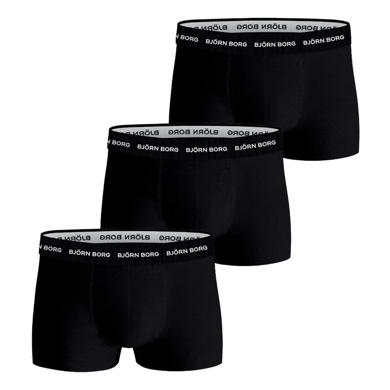Cotton Stretch Trunk Boxer Short 3er Pack Herren - schwarz