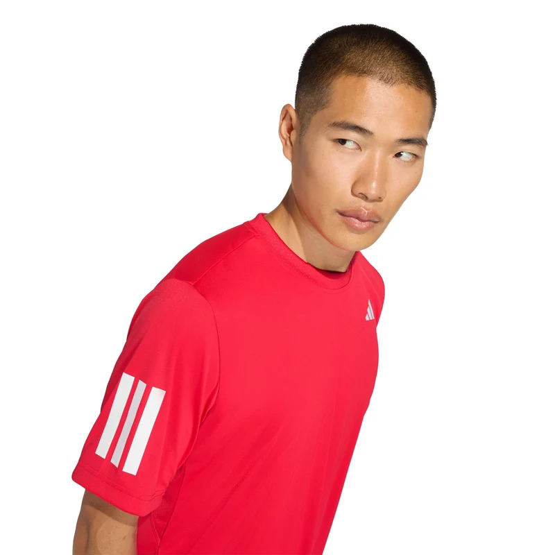 Club 3Stripes T-Shirt Herren - rot, weiß
