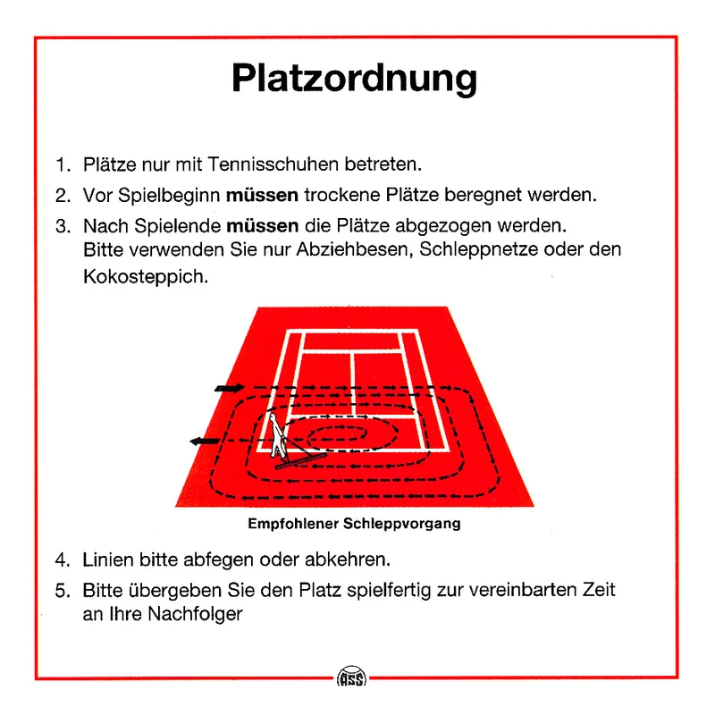 Platzordnung Schild Mit Pflegeanweisung-Weiß,Rot
