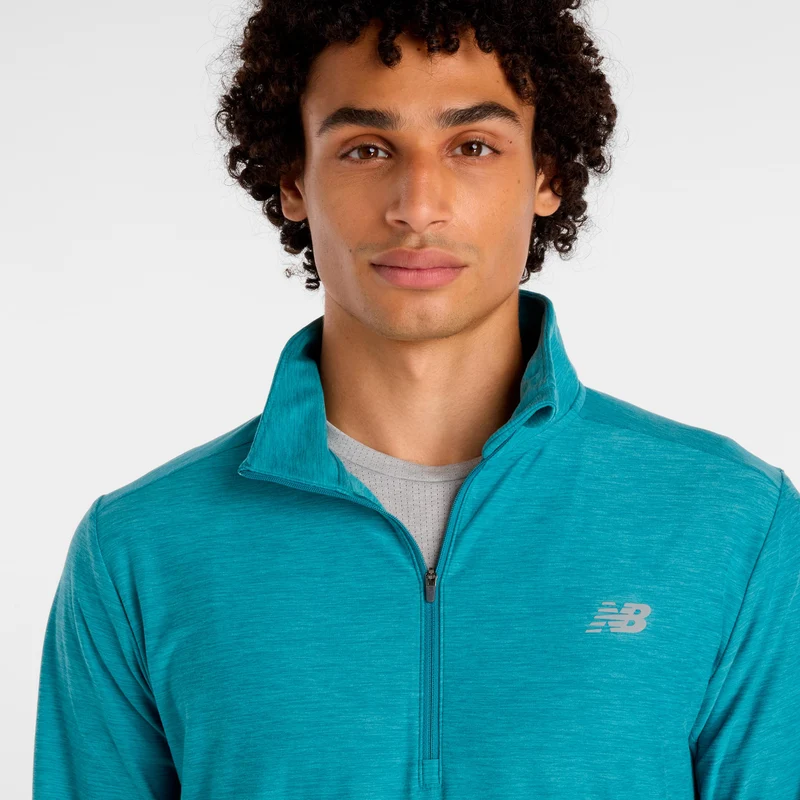 Space Dye 1/4 Zip Longsleeve Herren - türkis