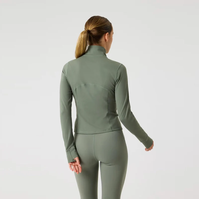 Borg Soft Zip Midlayer Longsleeve Damen - salbei