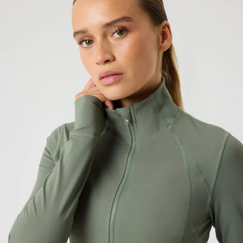 Borg Soft Zip Midlayer Longsleeve Damen - salbei