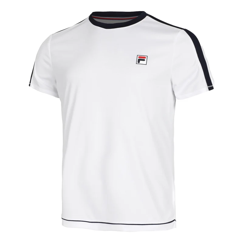 Elias T-Shirt Herren-Weiß,Dunkelblau